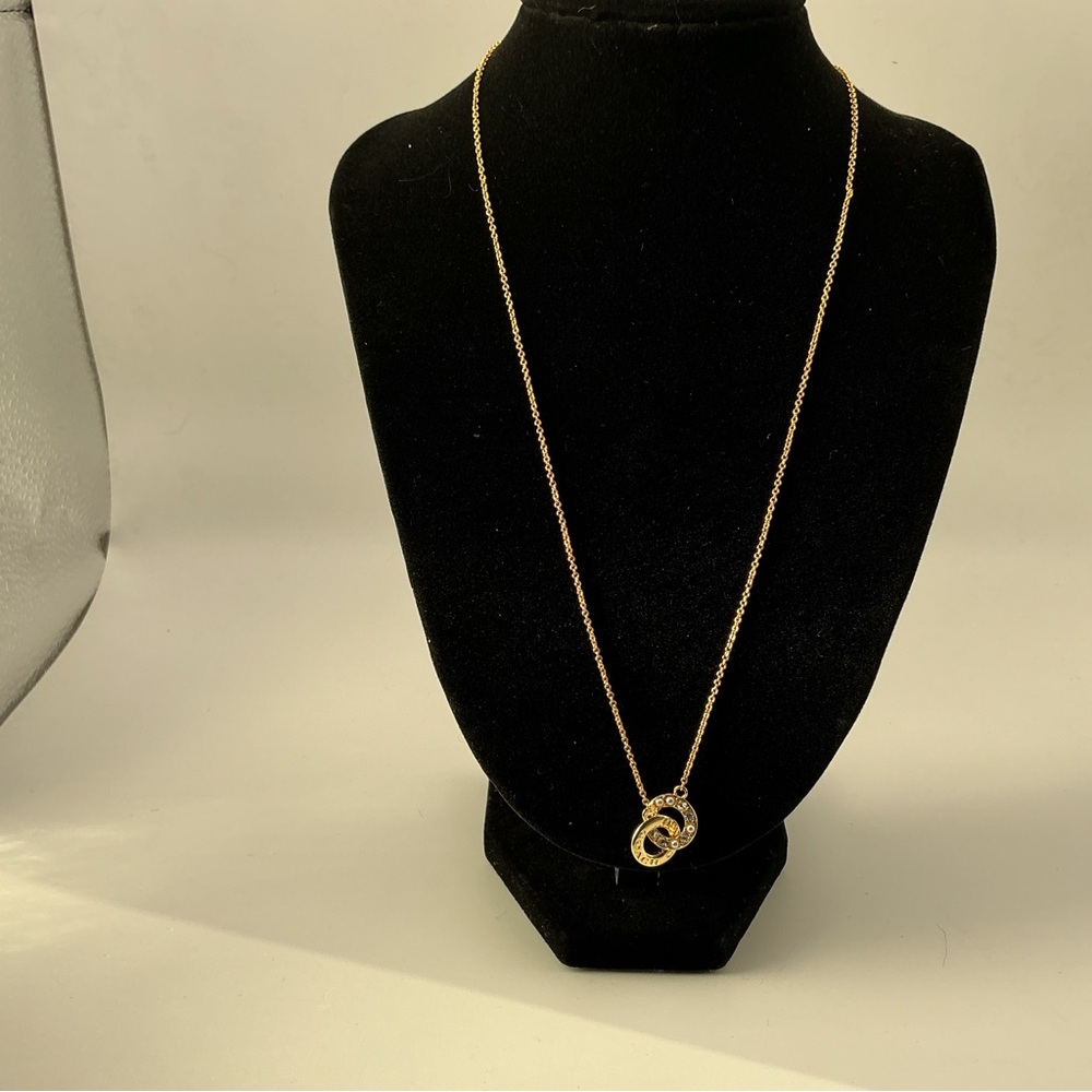 Coach Gold Tone Crystal Interlocking Rings Necklace | New With Dust Bag.